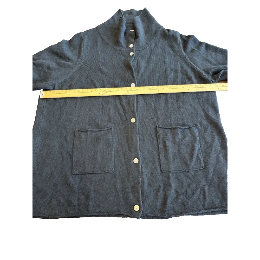 Blue‎ Sky plus-size1x Black long knit cardigan Merino Bamboo Fair trade Pockets - Picture 8 of 8